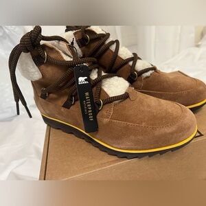 Sorel Tan Waterproof Boots with White Accents